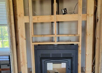 Wood insert beginning of construction - the insert is black.