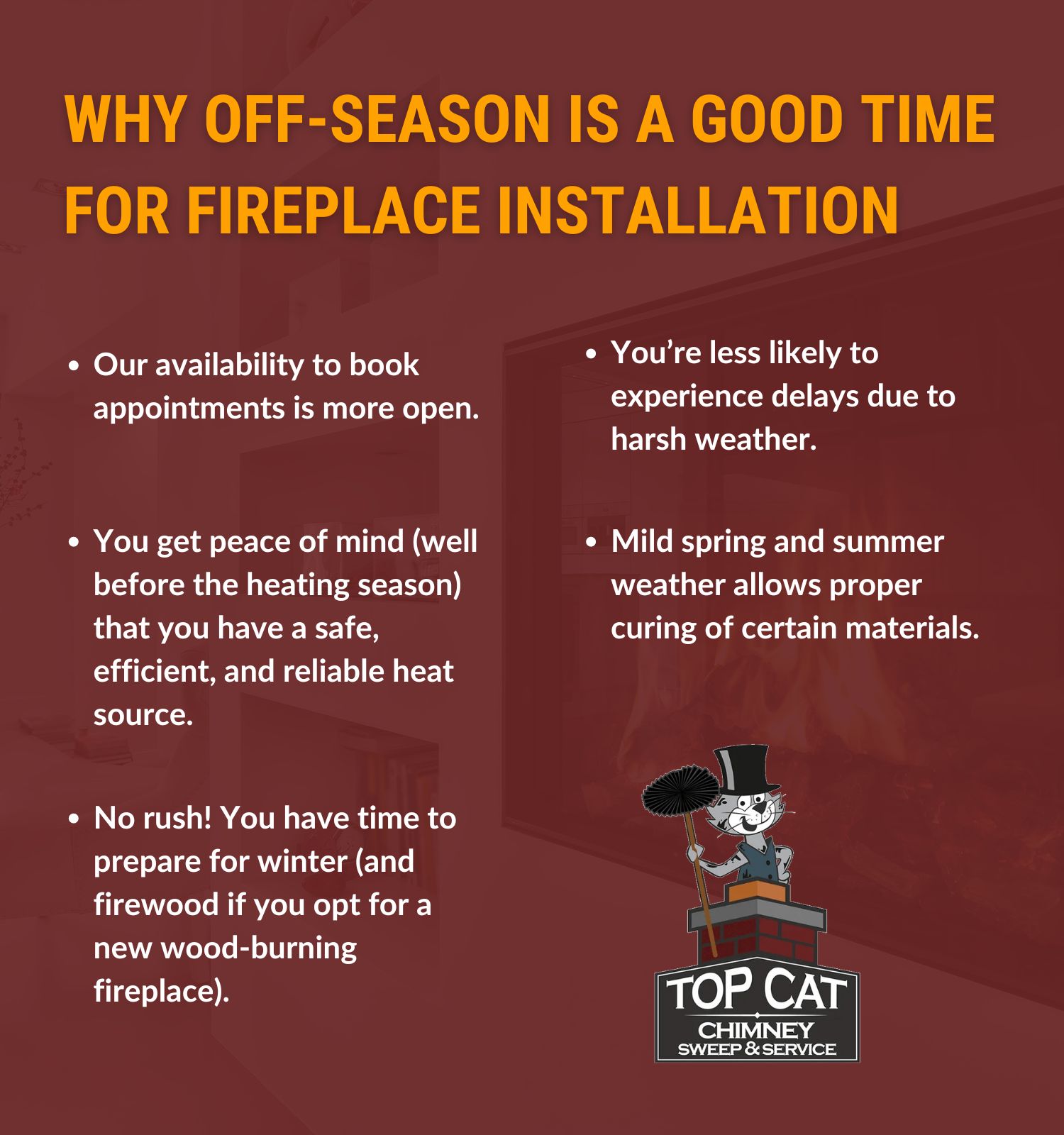 original infographic stating why the off season in a good time for fireplace installation original infographic stating why the off season in a good time for fireplace installation